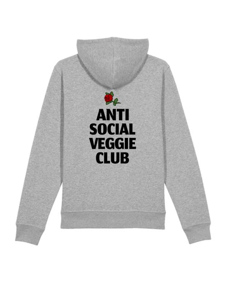 Plant Faced Clothing Damen vegan Hoodie Anti Social Veggie Club Grau
