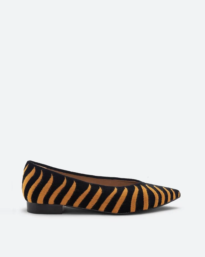 Momoc Damen vegan Ballerina Félin Noir Schwarz