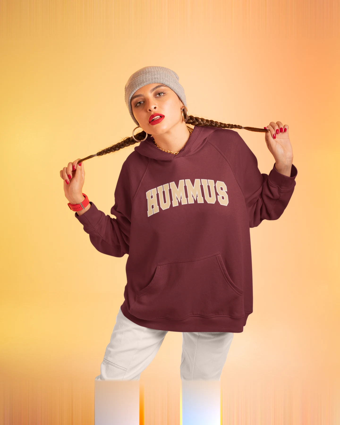 Oat Milk Club Damen vegan Kapuzenpullover Hummus Schwarz – Ansicht 2