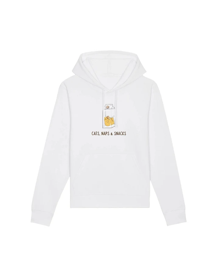 Oat Milk Club Damen vegan Hoodie Katzen, Naps & Snacks Weiß