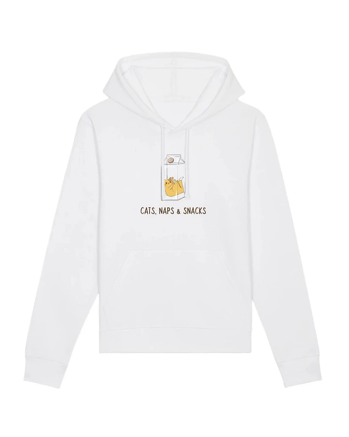 Oat Milk Club Damen vegan Hoodie Katzen, Naps & Snacks Weiß