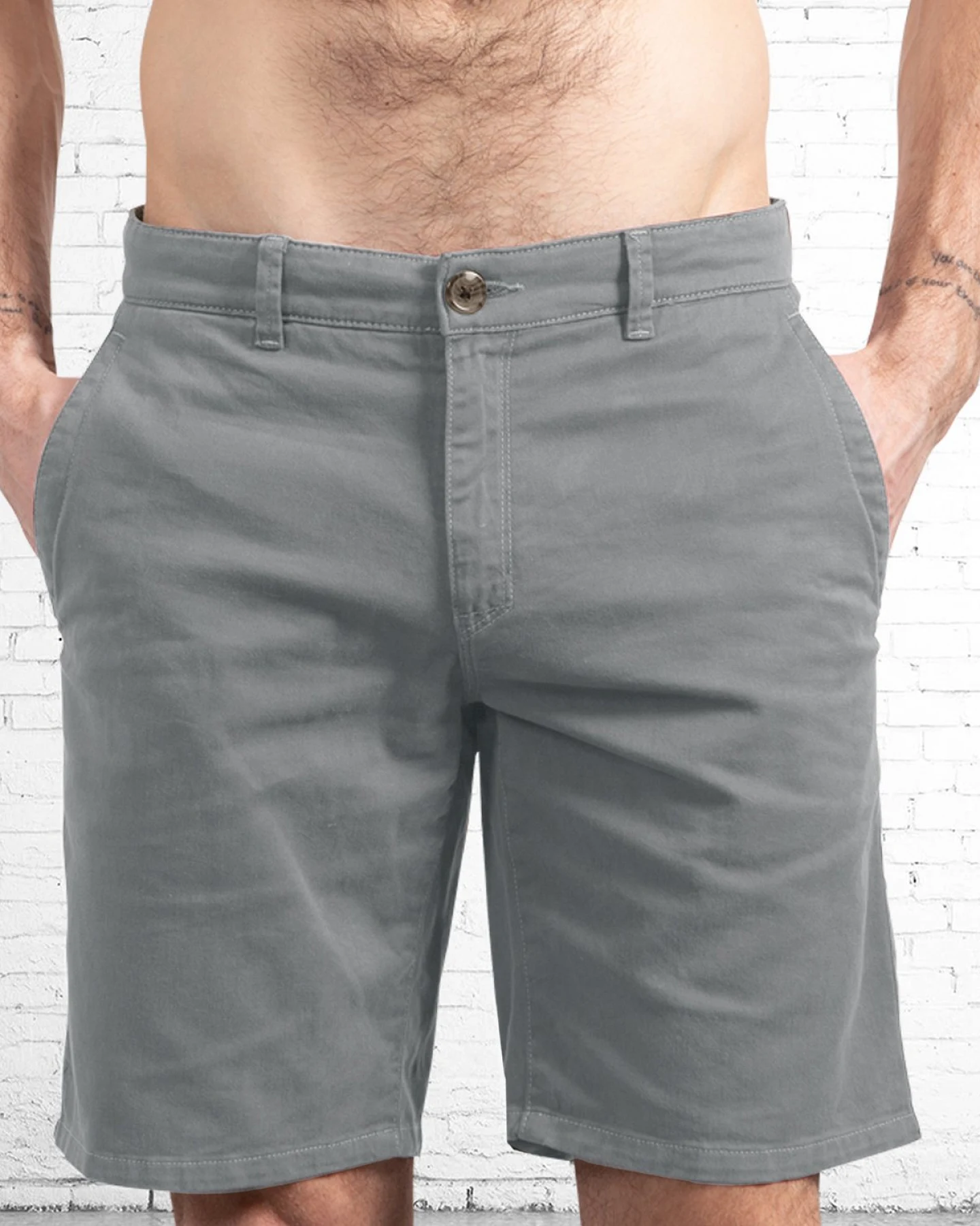 The Driftwood Tales Herren vegan Kurze Chinos Grau – Ansicht 2
