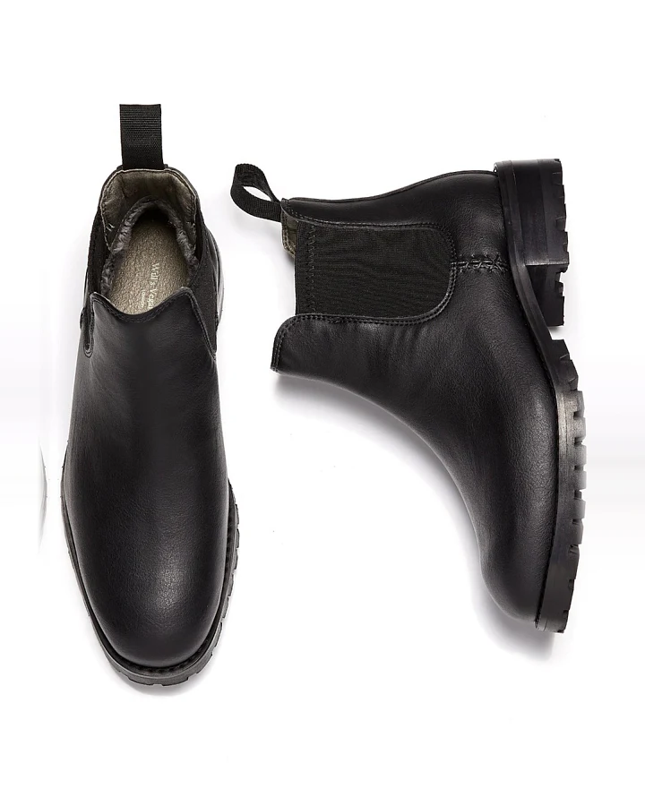 Will's Vegan Store Damen vegan Chelsea Boots Gefüttert Schwarz