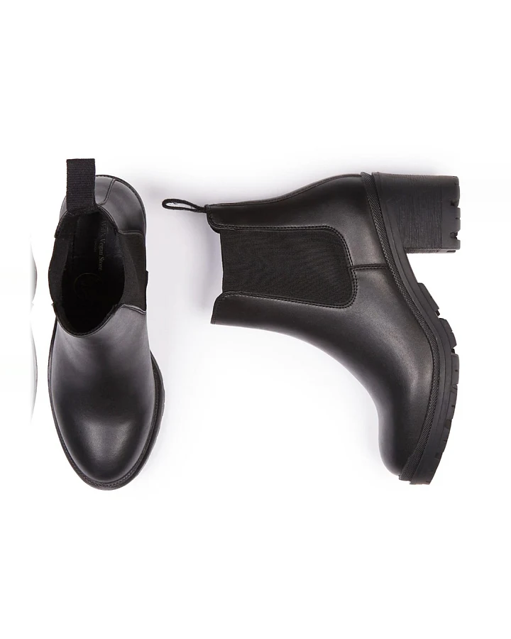 Will's Vegan Store Damen vegan Chelsea Boots Absatz Schwarz