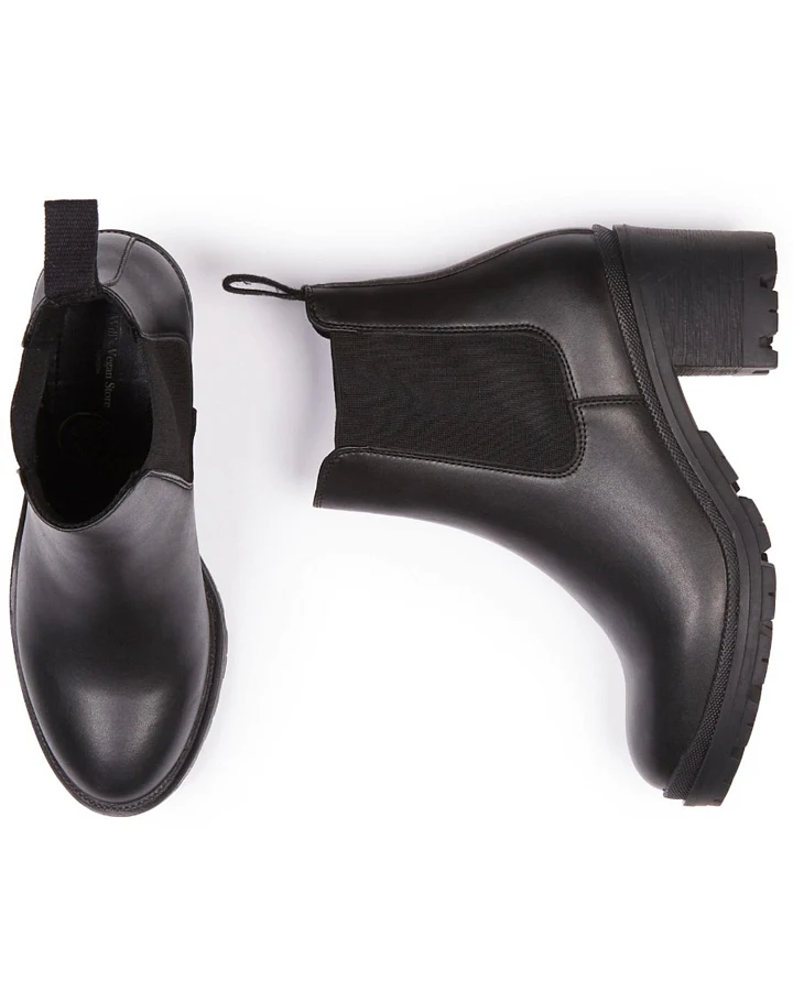 Will's Vegan Store Damen vegan Chelsea Boots Absatz Schwarz