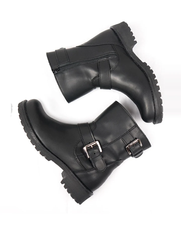 Will's Vegan Store Damen vegan Bikerstiefel Schwarz
