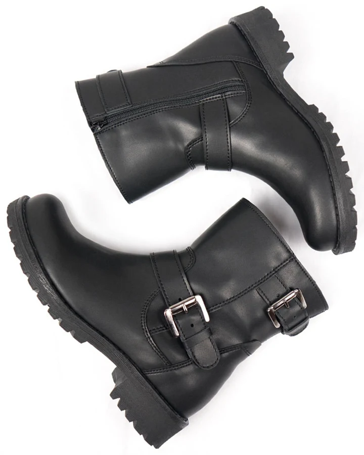 Will's Vegan Store Damen vegan Bikerstiefel Schwarz
