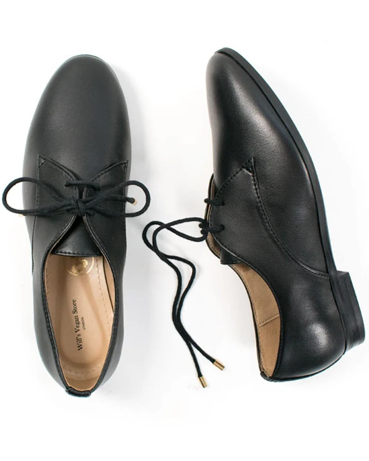 Will's Vegan Store Damen vegan Schuhe Smart Derbys Schwarz
