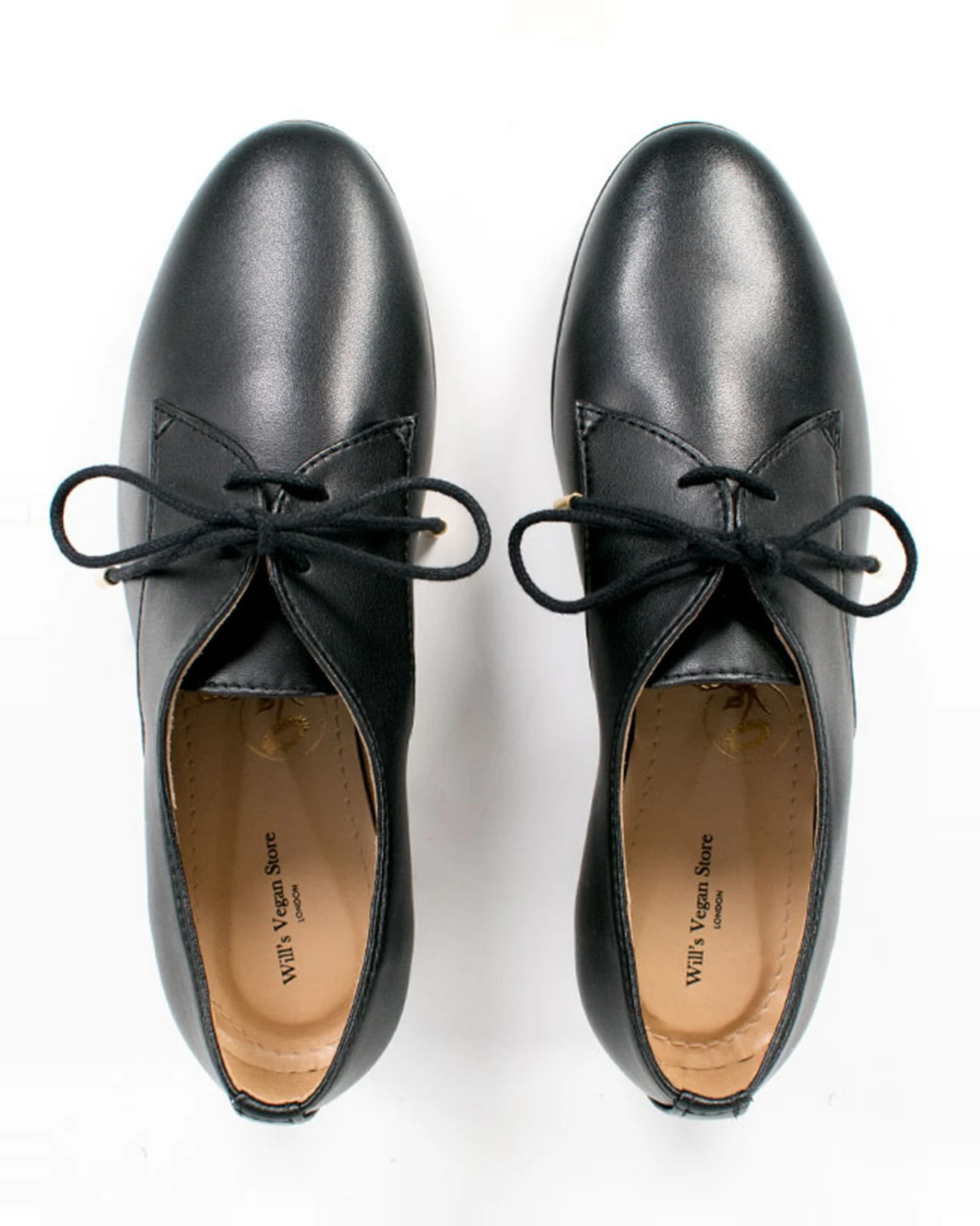 Will's Vegan Store Damen vegan Schuhe Smart Derbys Schwarz – Ansicht 2