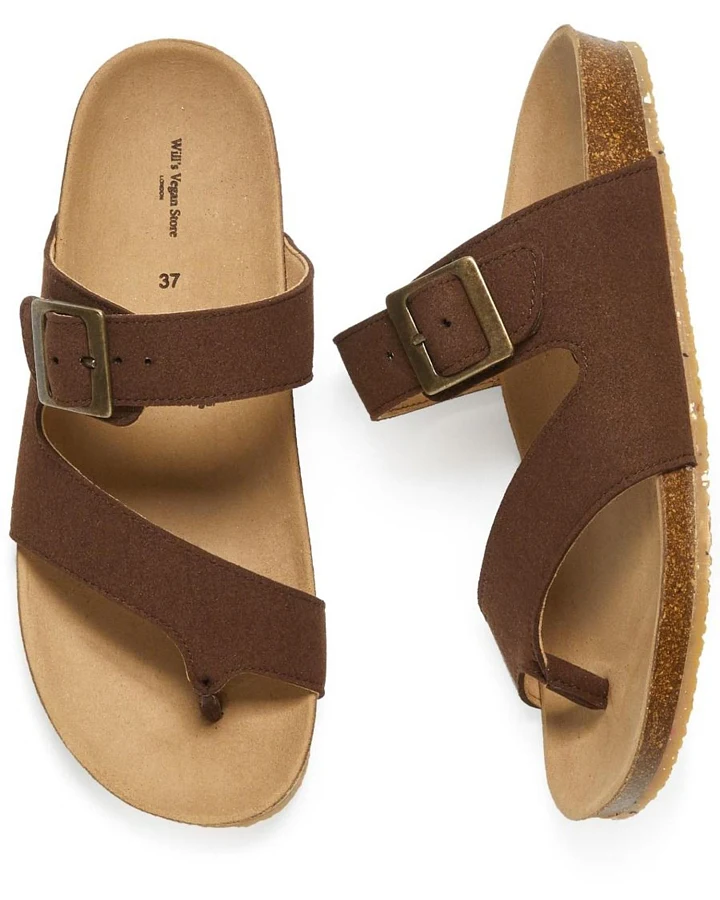 Will's Vegan Store Damen vegan Flip Flops Zehen Braun