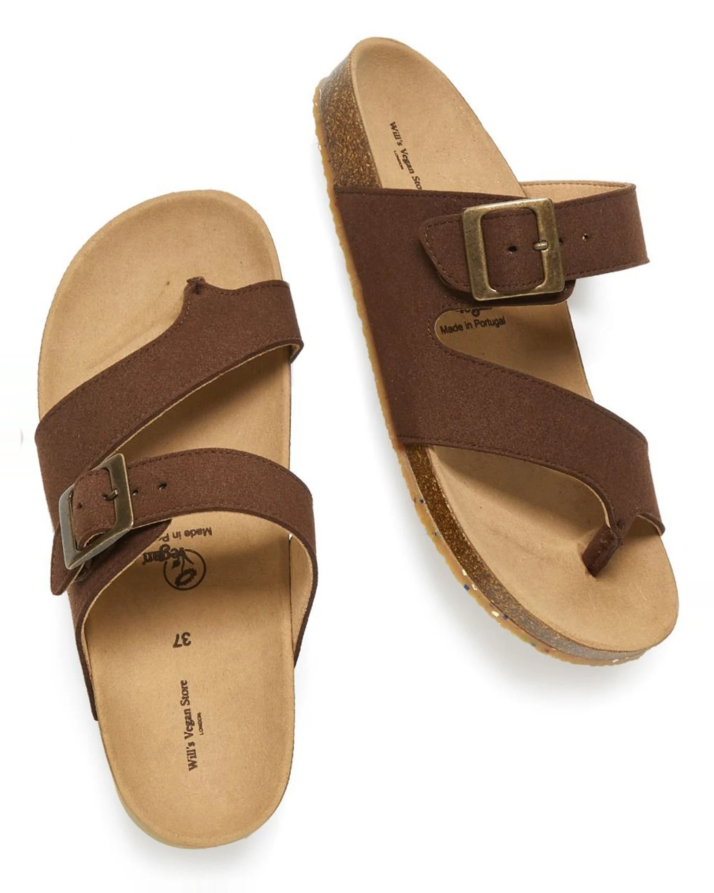 Will's Vegan Store Damen vegan Flip Flops Zehen Braun – Ansicht 2