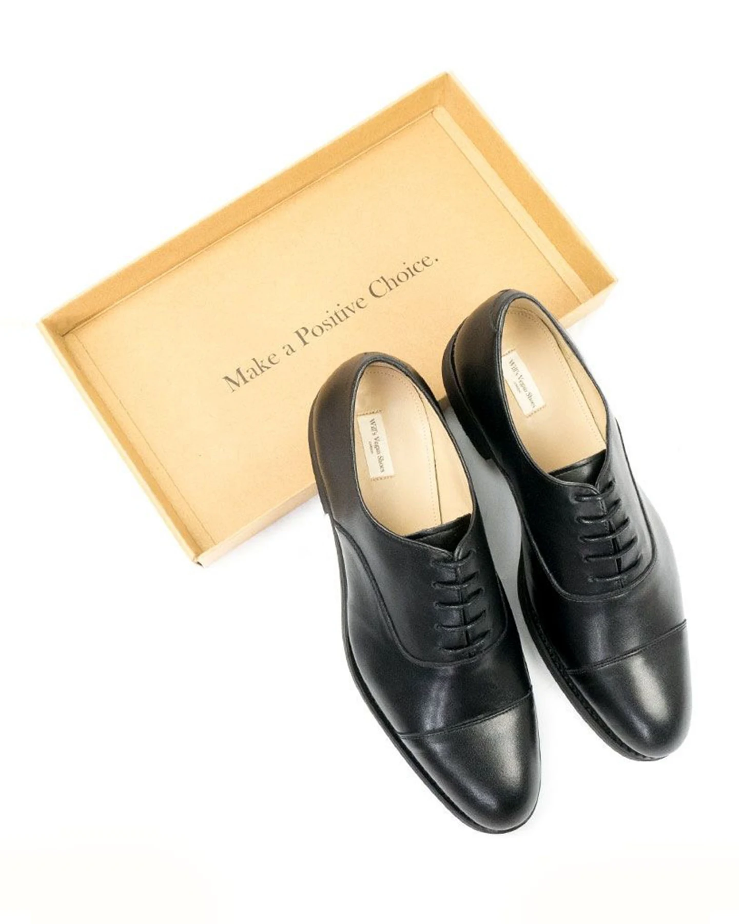 Will's Vegan Store Herren vegan Oxford Schuhe Goodyear Welt Schwarz – Ansicht 2