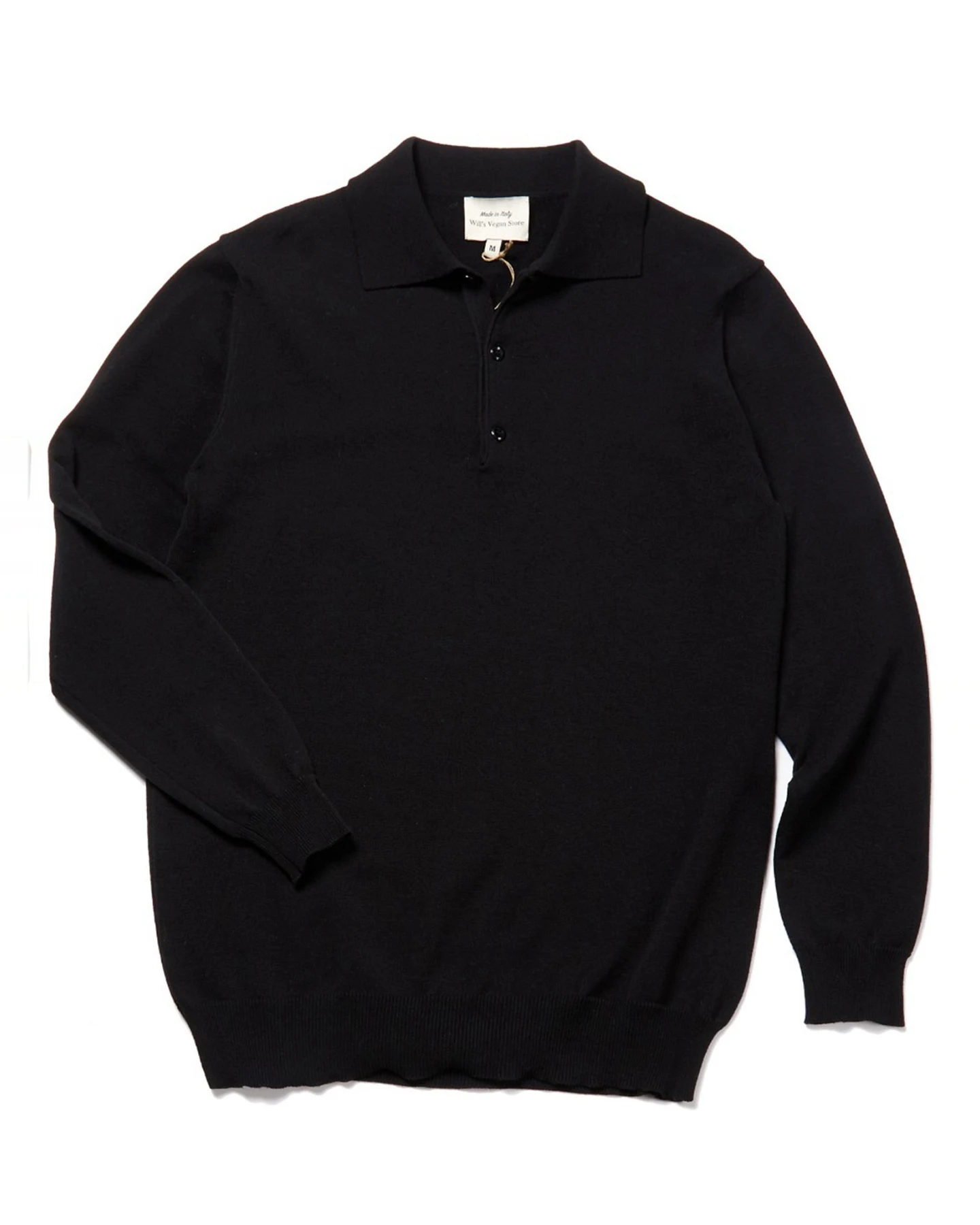 Will's Vegan Store Herren vegan Polo Longsleeve Recycled Schwarz – Ansicht 2