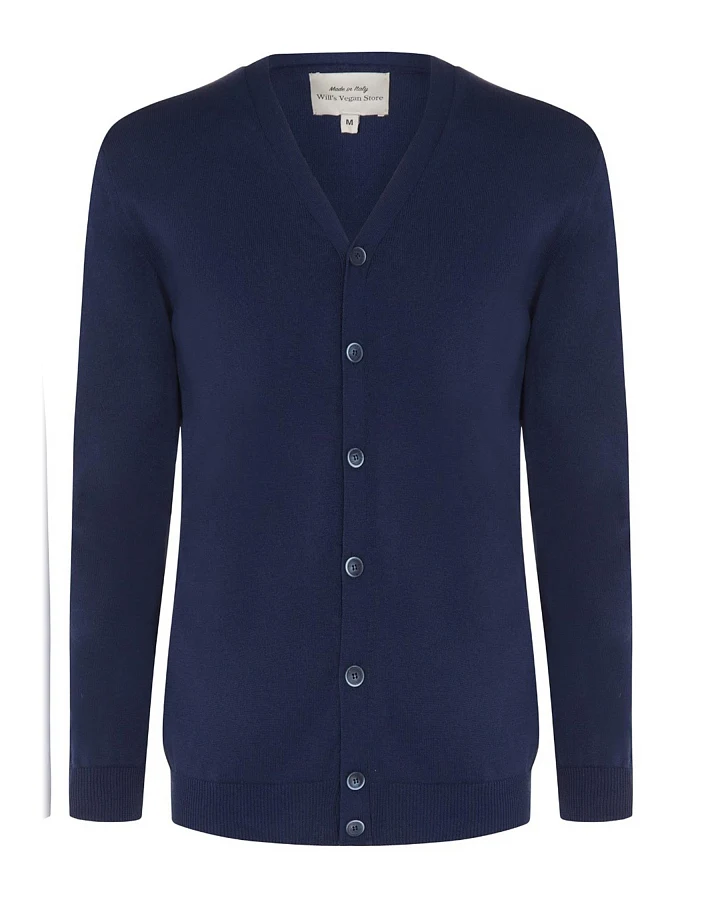 Will's Vegan Store Herren vegan Strickjacke Recycelt Dunkelblau