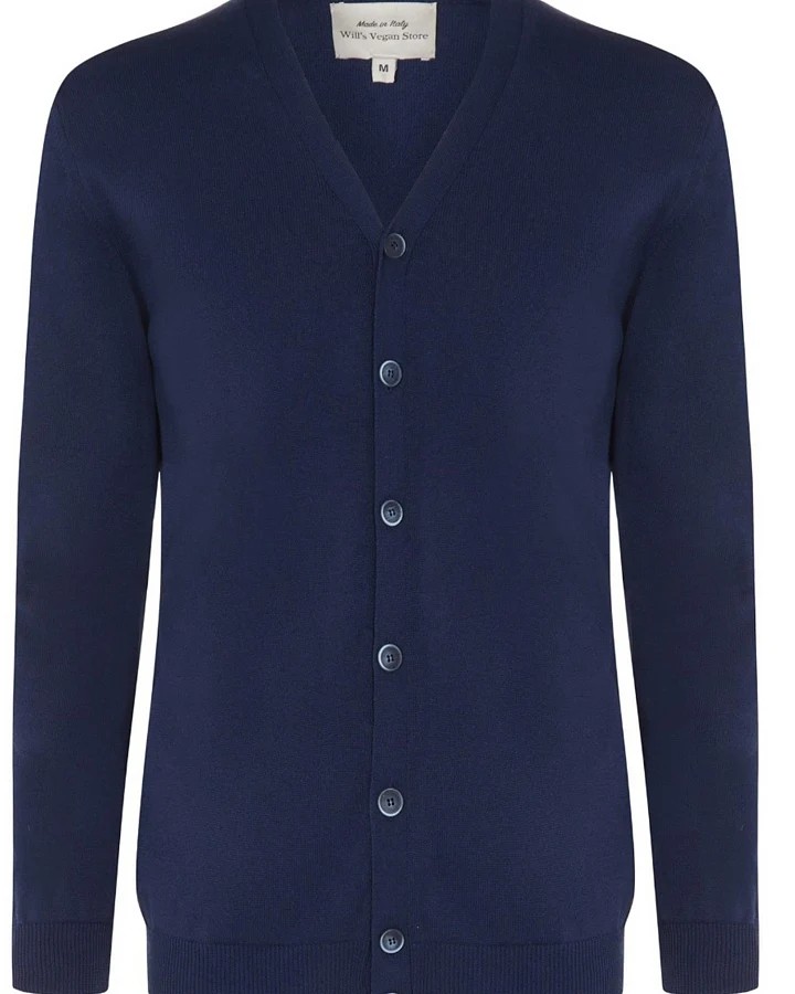 Will's Vegan Store Herren vegan Strickjacke Recycelt Dunkelblau