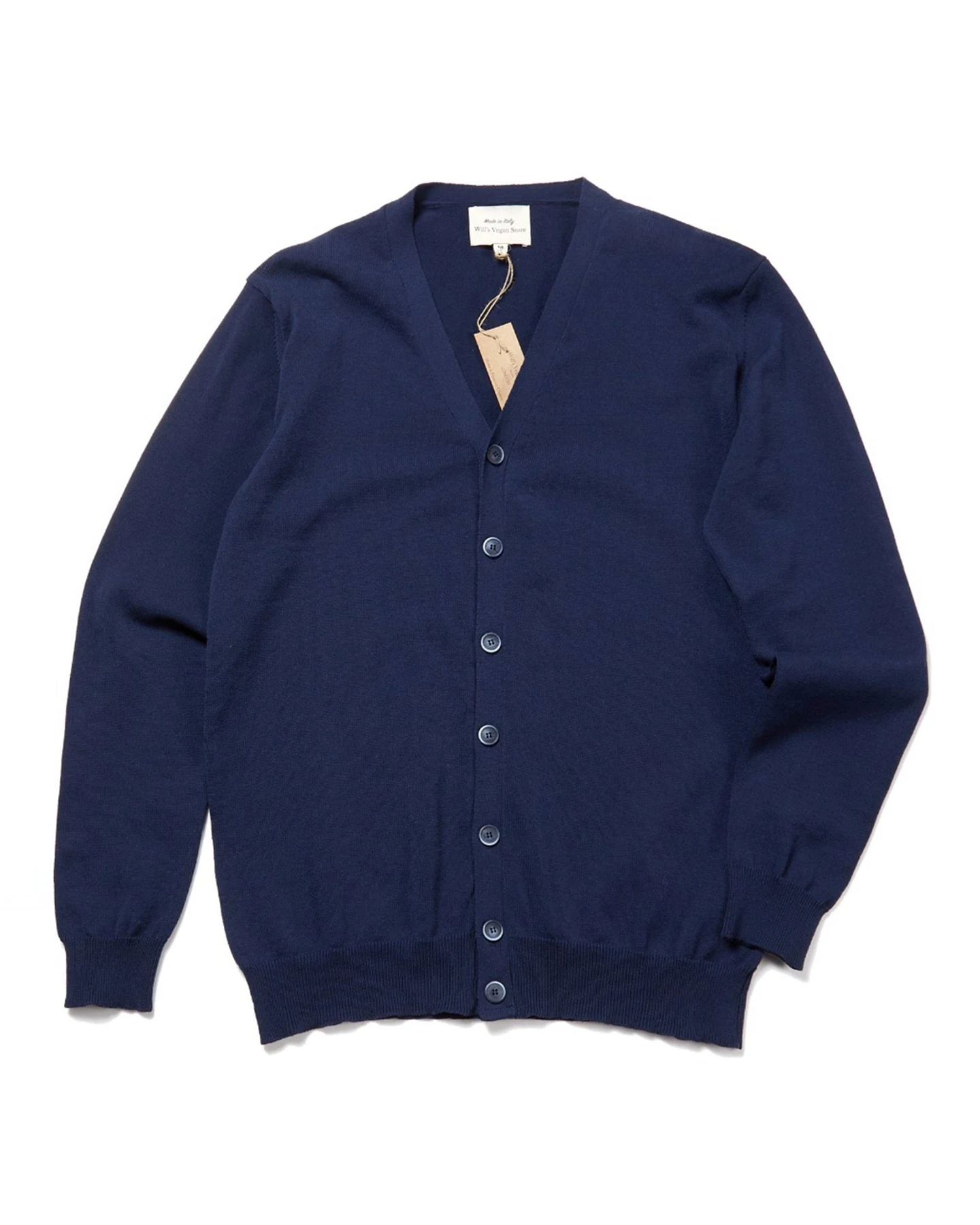 Will's Vegan Store Herren vegan Strickjacke Recycelt Dunkelblau – Ansicht 2