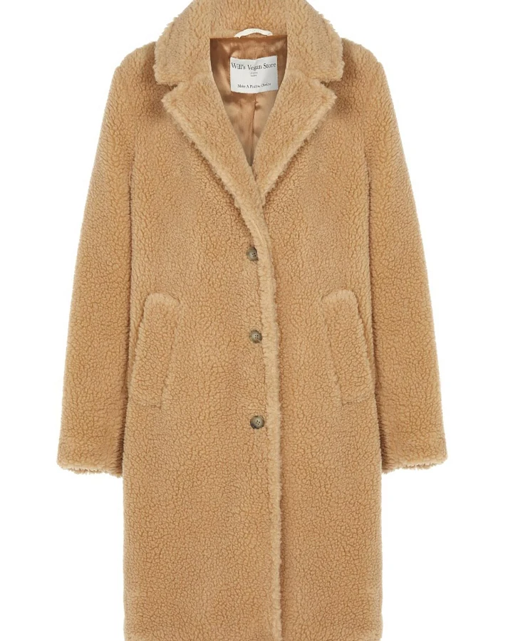 Will's Vegan Store Damen vegan Mantel Aus Recyceltem Teddy Beige