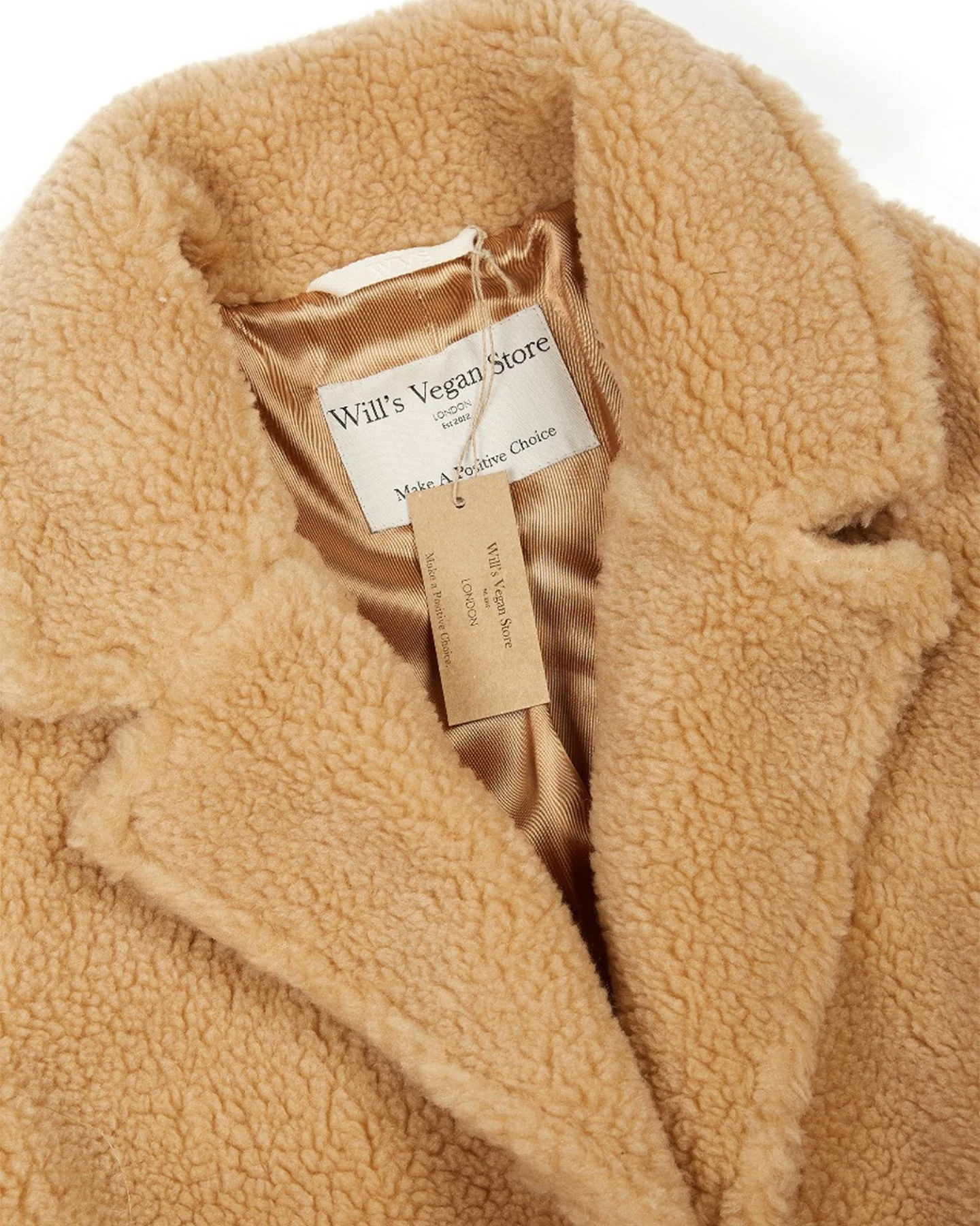 Will's Vegan Store Damen vegan Mantel Aus Recyceltem Teddy Beige – Ansicht 2