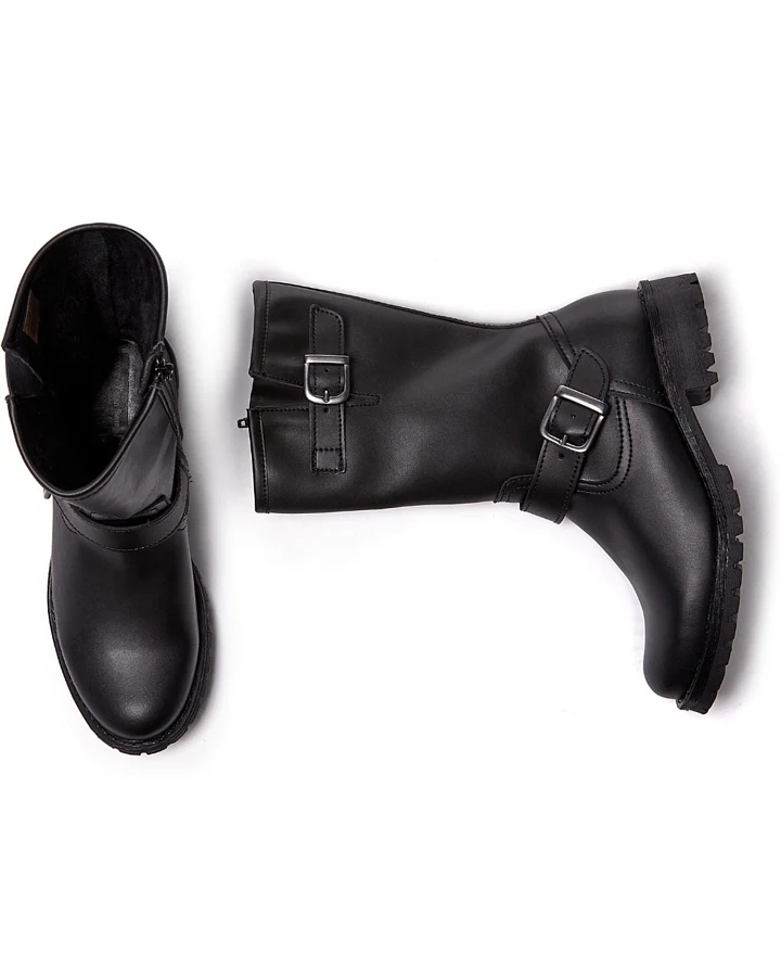 Will's Vegan Store Damen vegan Motorradstiefel Mittellang Schwarz