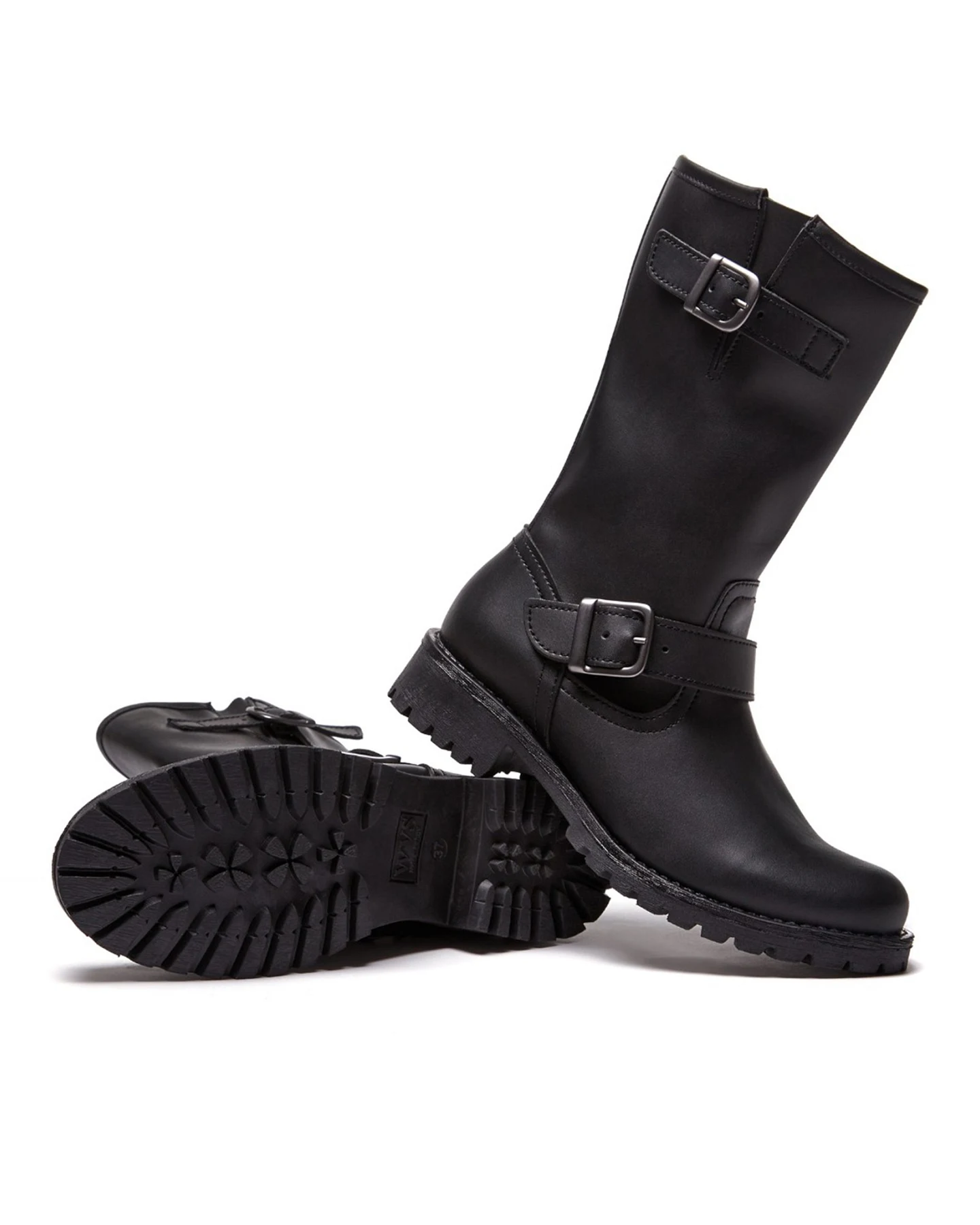 Will's Vegan Store Damen vegan Motorradstiefel Mittellang Schwarz – Ansicht 2