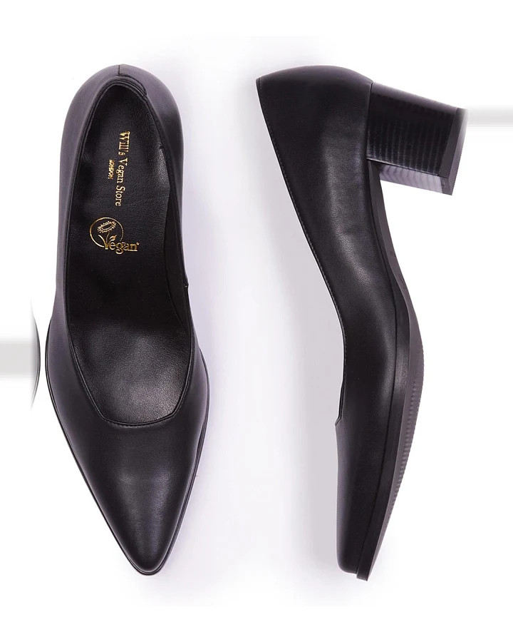 Will's Vegan Store Damen vegan Pumps Point Toe Schwarz