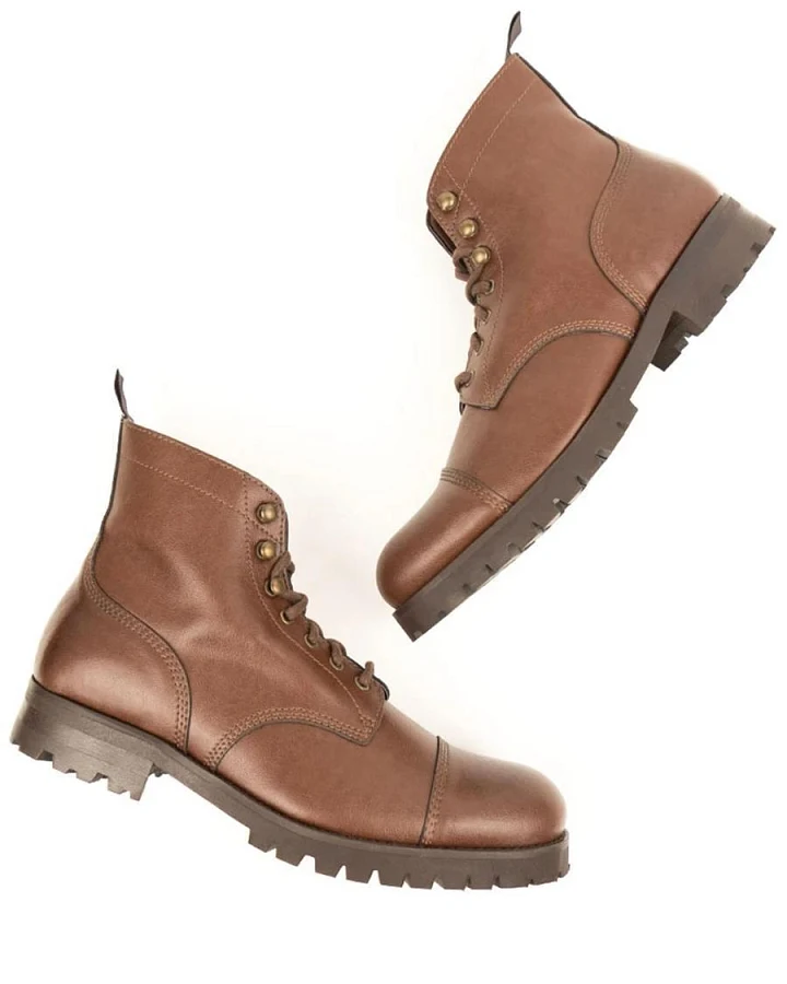 Will's Vegan Store Herren vegan Arbeitsstiefel Braun