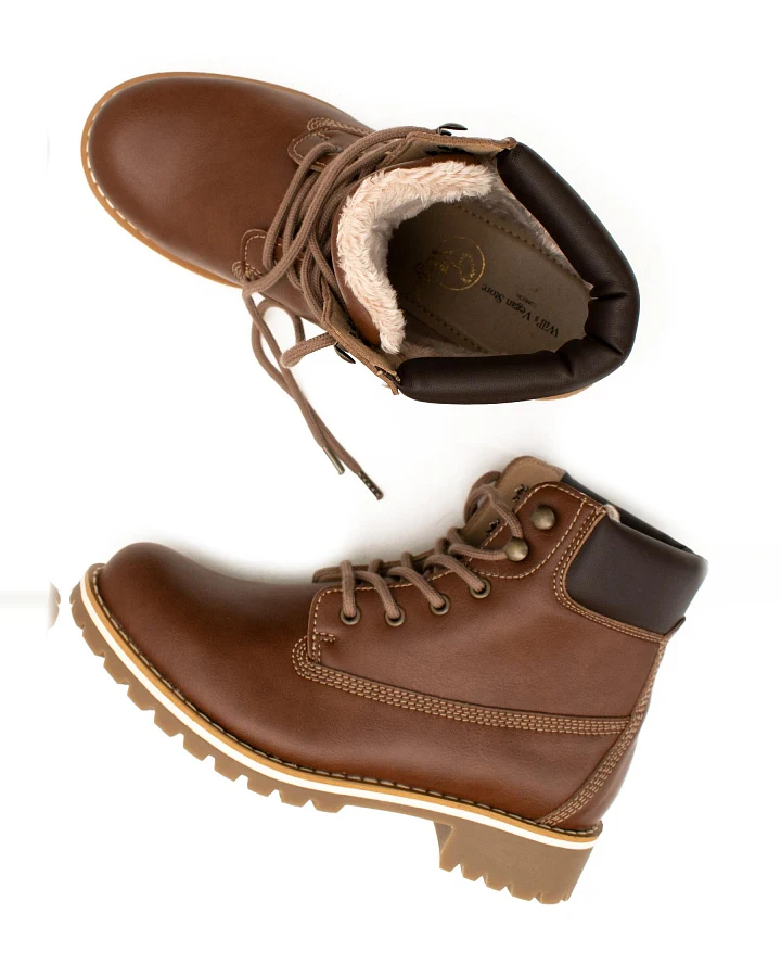 Will's Vegan Store Herren vegan Dock Boots Gefüttert Braun