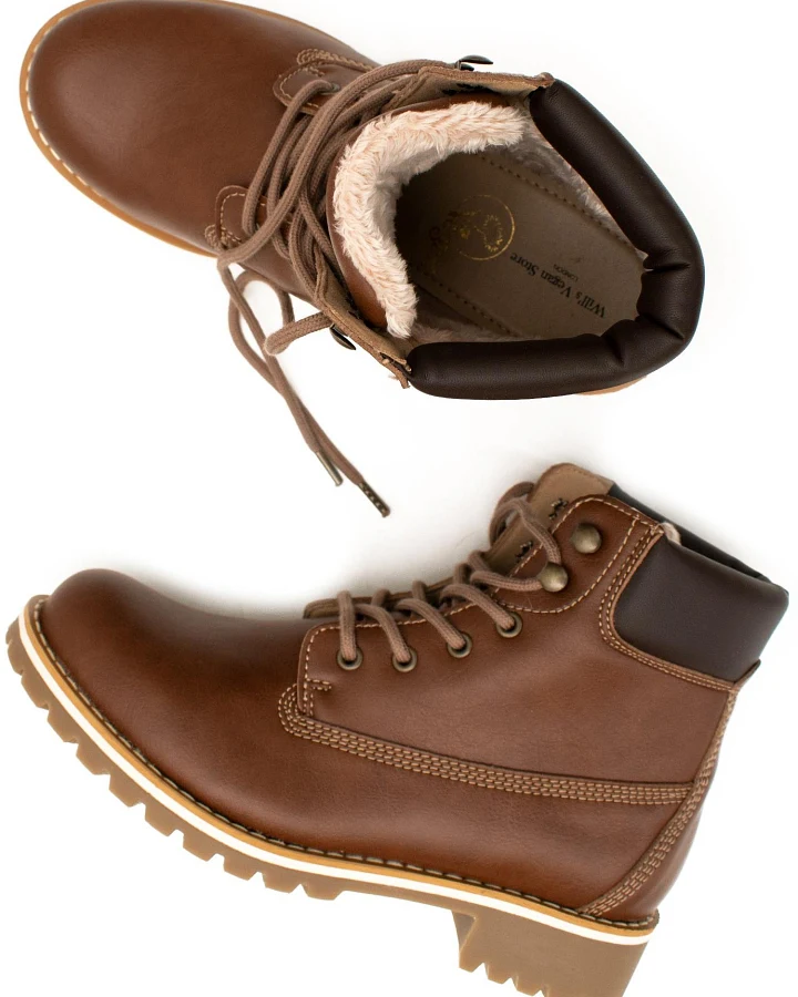 Will's Vegan Store Herren vegan Dock Boots Gefüttert Braun
