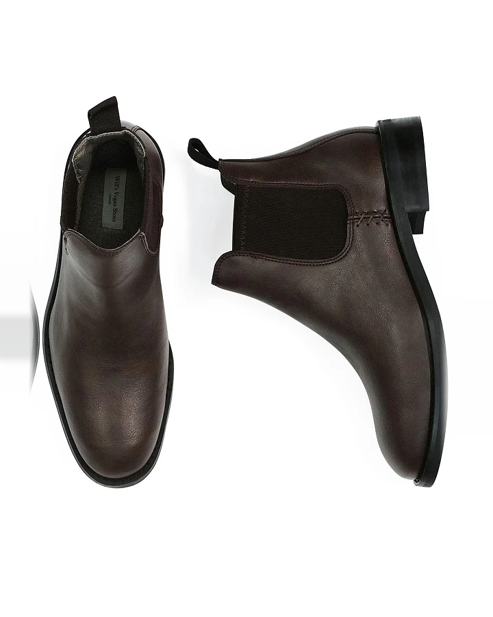 Will's Vegan Store Herren vegan Chelsea Boots Dunkelbraun