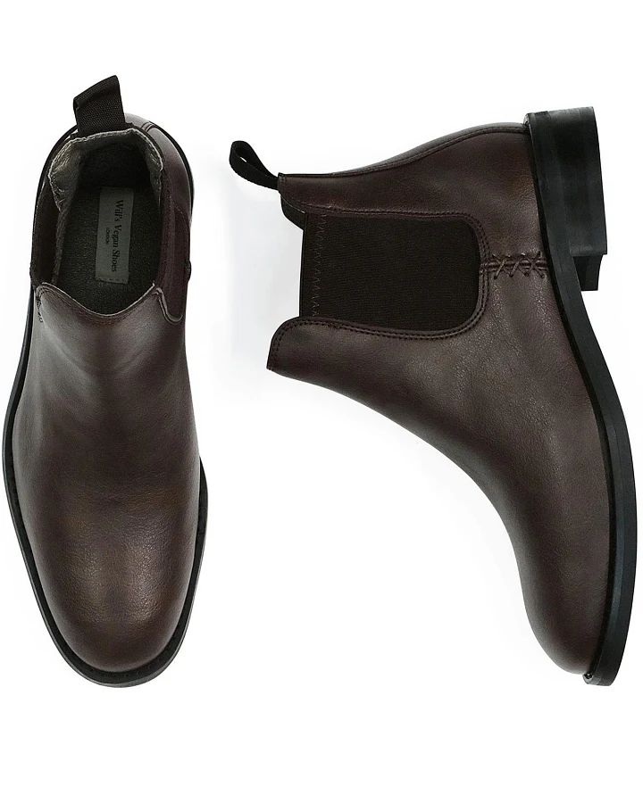 Will's Vegan Store Herren vegan Chelsea Boots Dunkelbraun