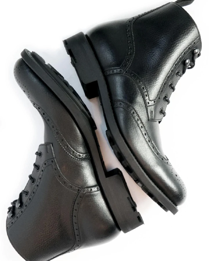 Will's Vegan Store Herren vegan Brogue Stiefel Goodyear Welt Schwarz