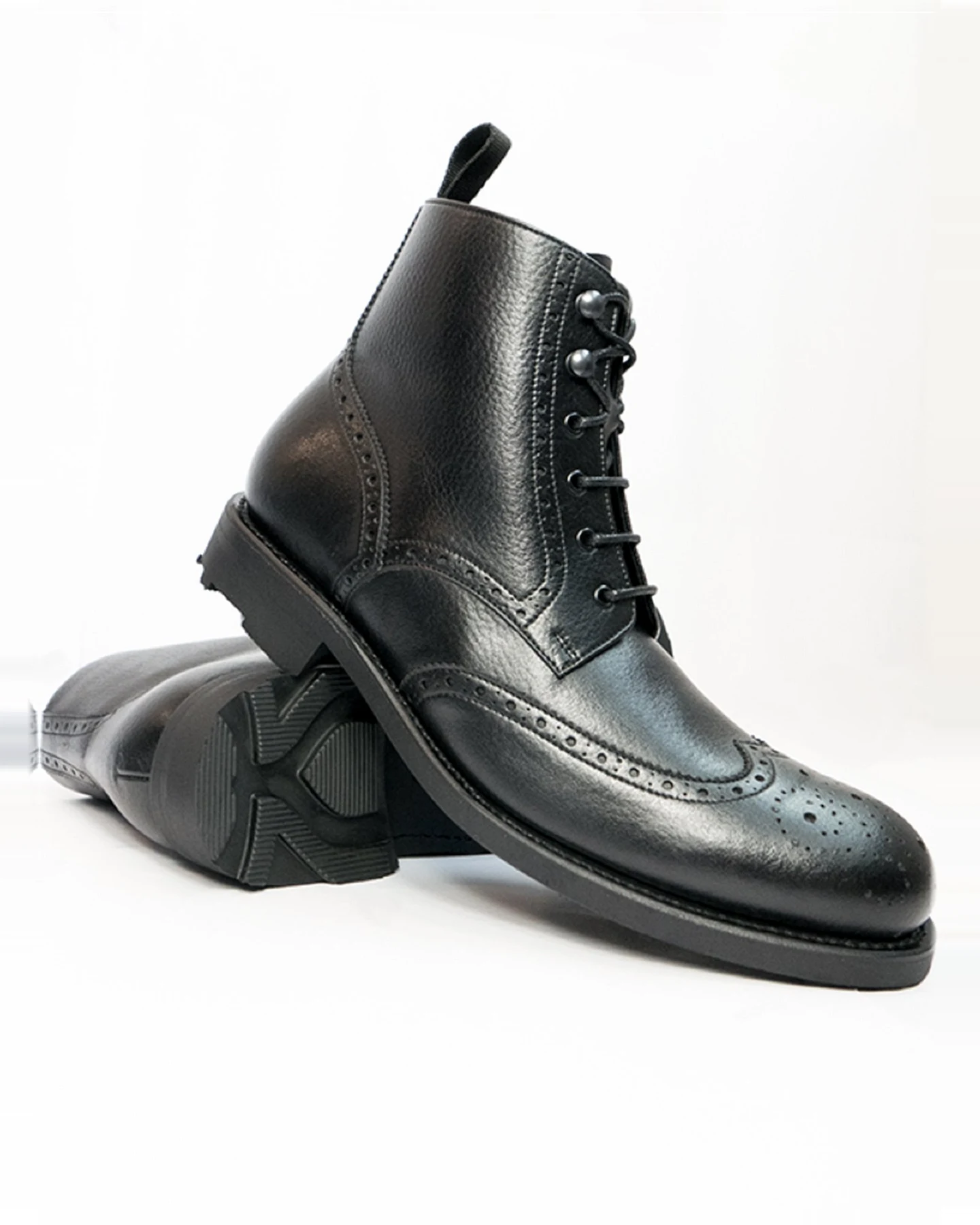 Will's Vegan Store Herren vegan Brogue Stiefel Goodyear Welt Schwarz – Ansicht 2