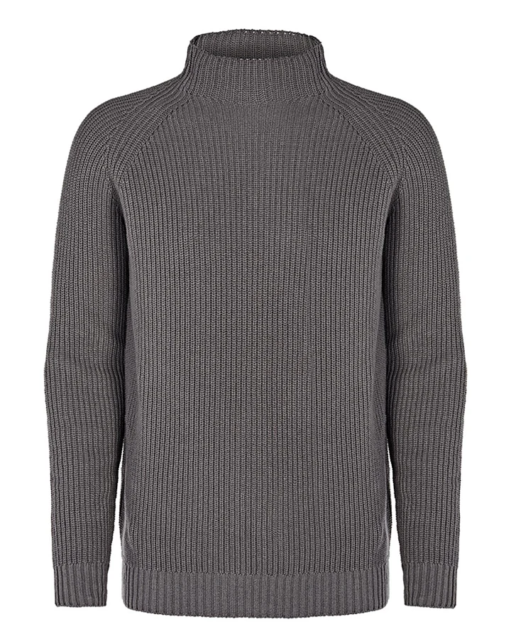 Will's Vegan Store Herren vegan Pullover Stehkragen Dunkelgrau