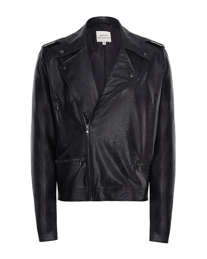 Will's Vegan Store Herren vegan Vegane Lederjacke Schwarz
