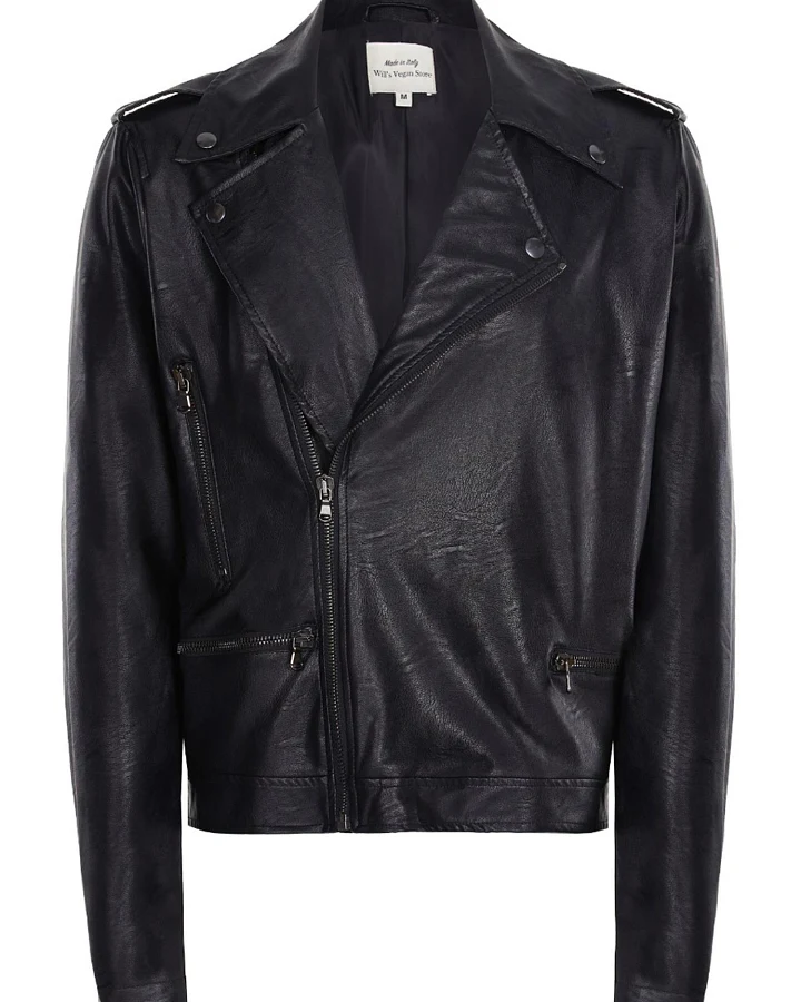 Will's Vegan Store Herren vegan Vegane Lederjacke Schwarz