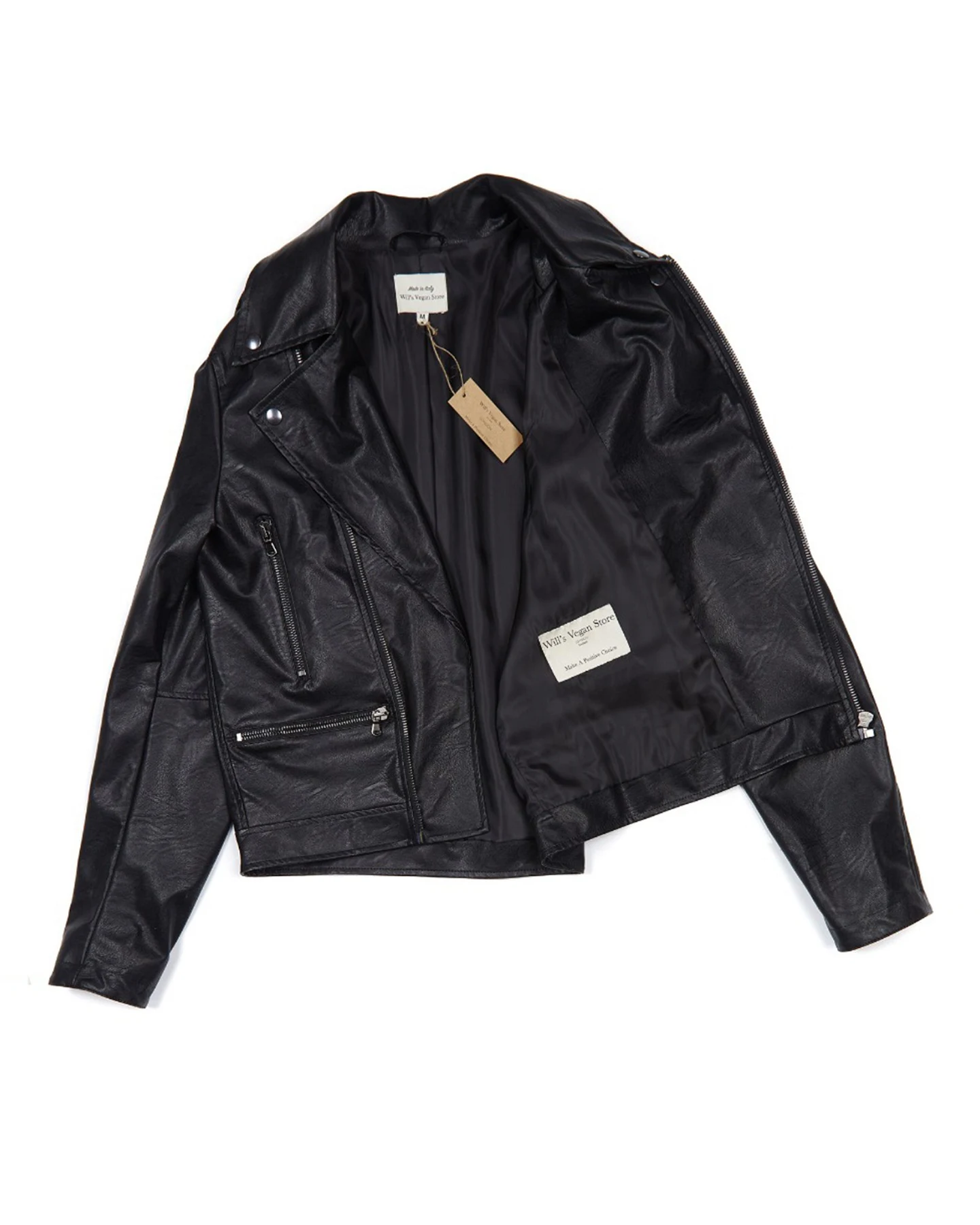 Will's Vegan Store Herren vegan Vegane Lederjacke Schwarz – Ansicht 2