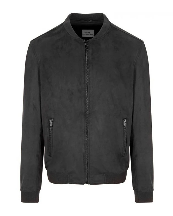 Will's Vegan Store Damen vegan Bomberjacke Vegan Wildleder Schwarz
