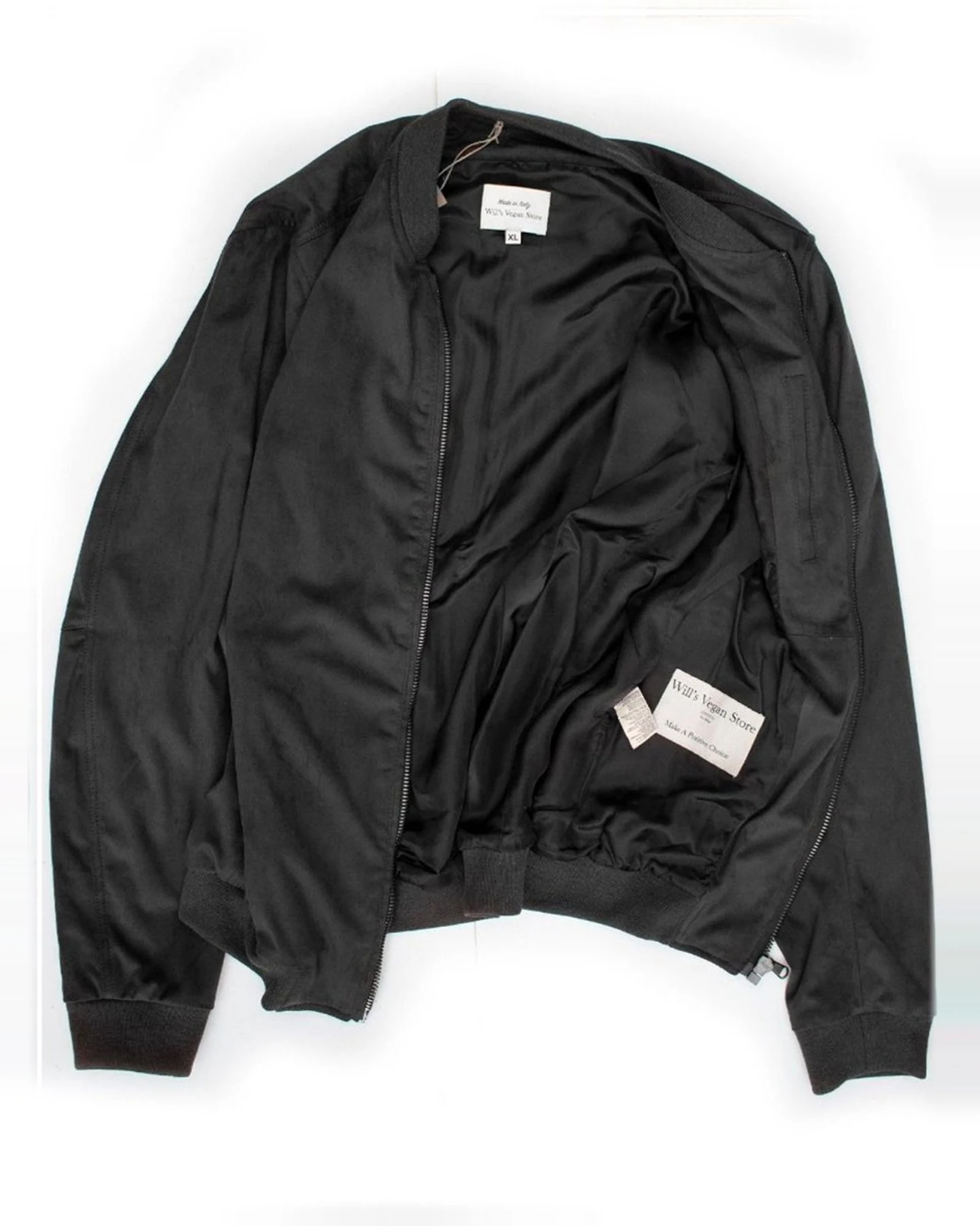 Will's Vegan Store Damen vegan Bomberjacke Vegan Wildleder Schwarz – Ansicht 2