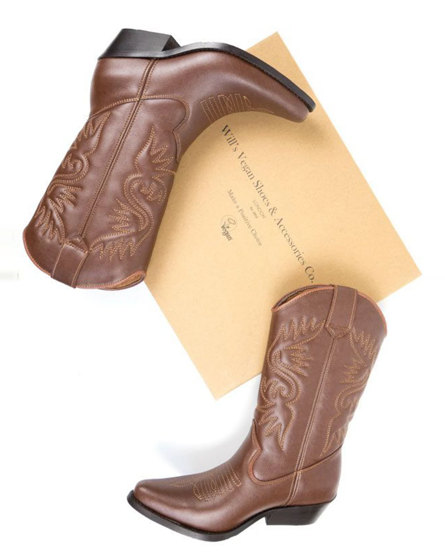 Will's Vegan Store Damen vegan Westernstiefel Braun – Ansicht 2