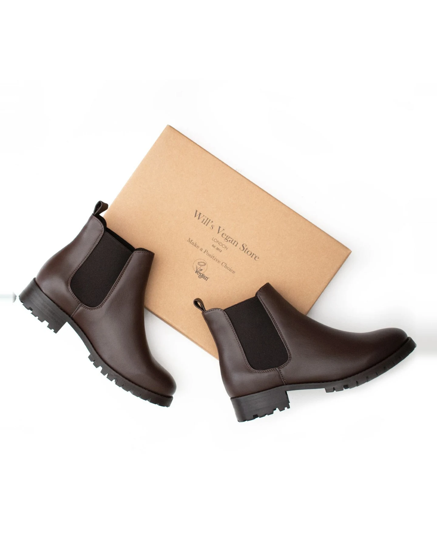 Will's Vegan Store Damen vegan Chelsea Boots Luxe Deep Tread Dunkelbraun – Ansicht 2