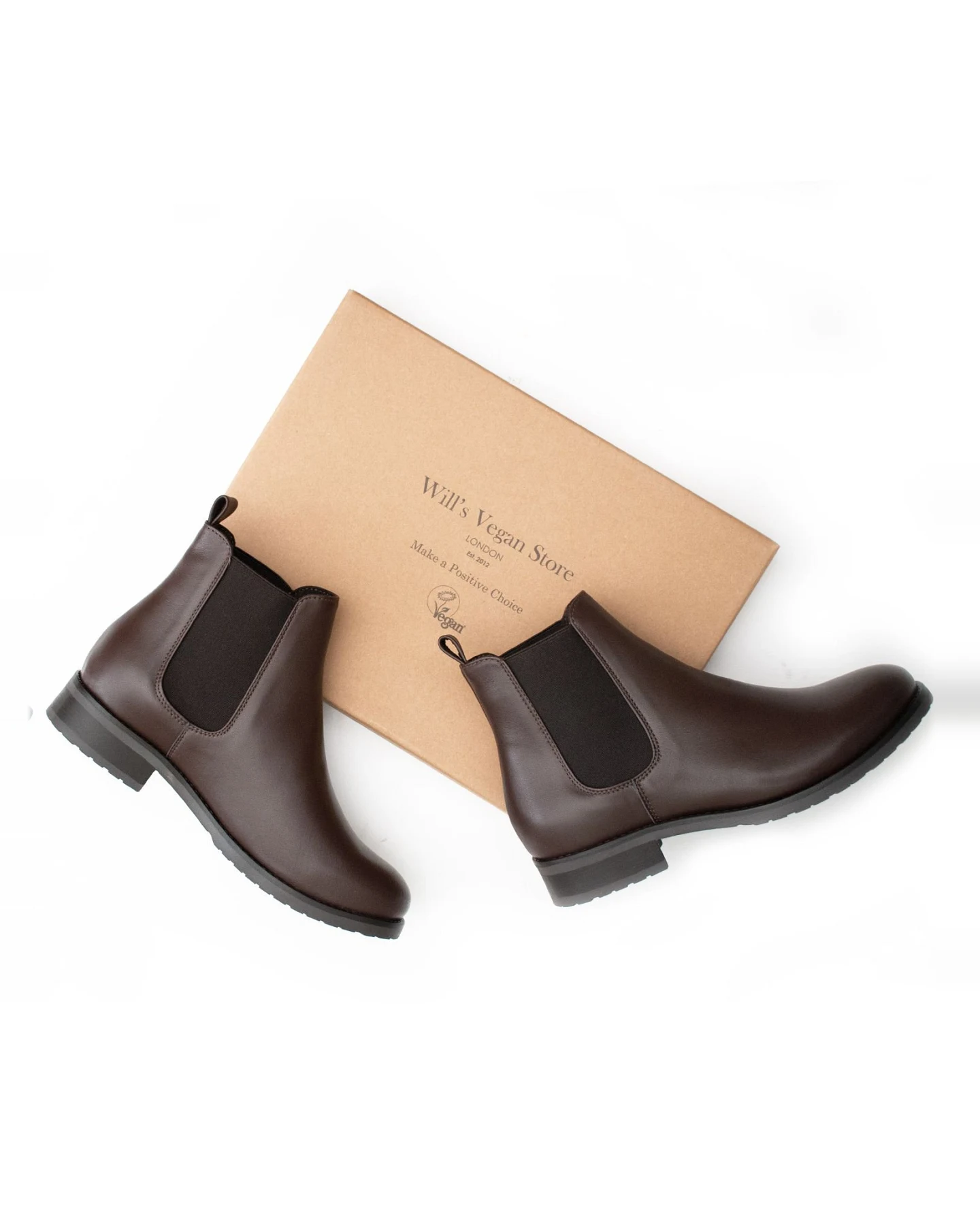Will's Vegan Store Damen vegan Chelsea Boots Luxury Smart Dunkelbraun – Ansicht 2