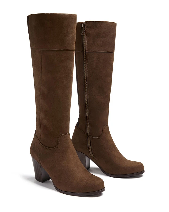 Will's Vegan Store Damen vegan Kniehohe Stiefel Mit Absatz Dunkelbraun