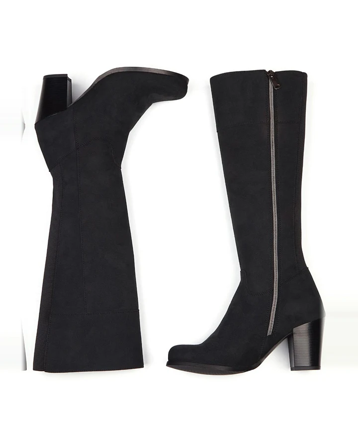 Will's Vegan Store Damen vegan Kniehohe Stiefel Mit Absatz Schwarz