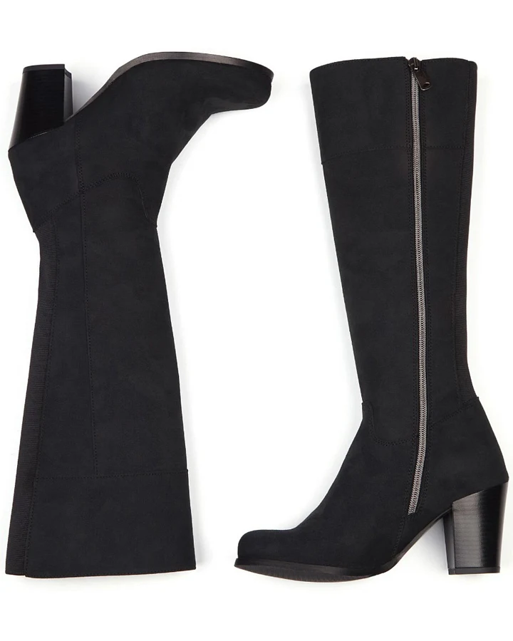 Will's Vegan Store Damen vegan Kniehohe Stiefel Mit Absatz Schwarz