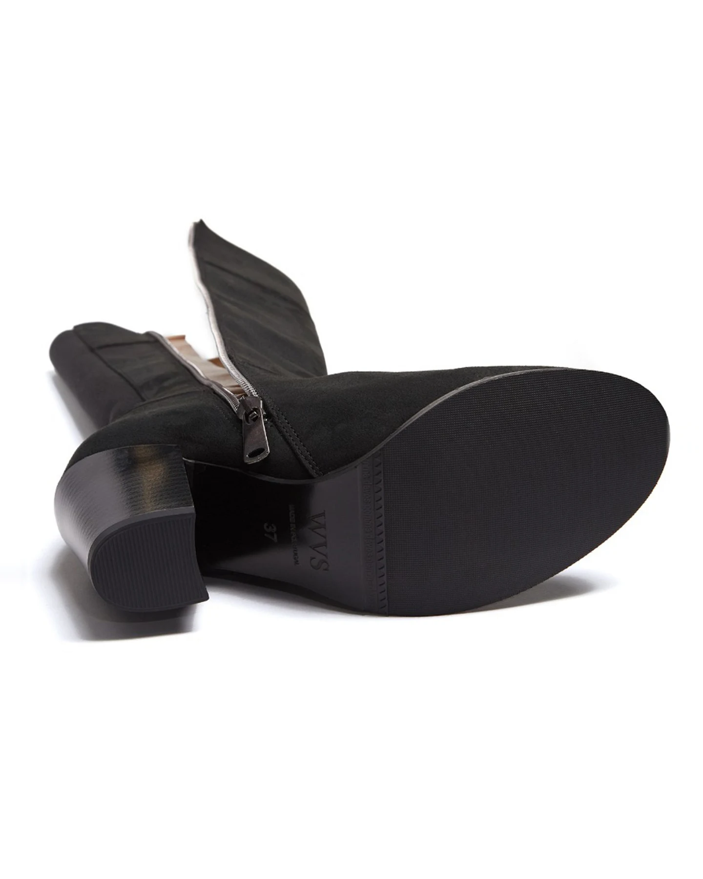 Will's Vegan Store Damen vegan Kniehohe Stiefel Mit Absatz Schwarz – Ansicht 2