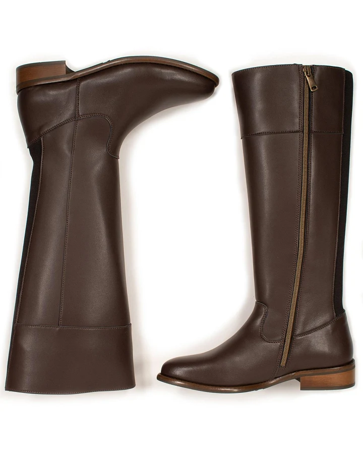 Will's Vegan Store Damen vegan Kniehohe Stiefel Dunkelbraun