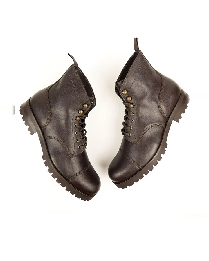 Will's Vegan Store Damen vegan Arbeitsstiefel Dunkelbraun