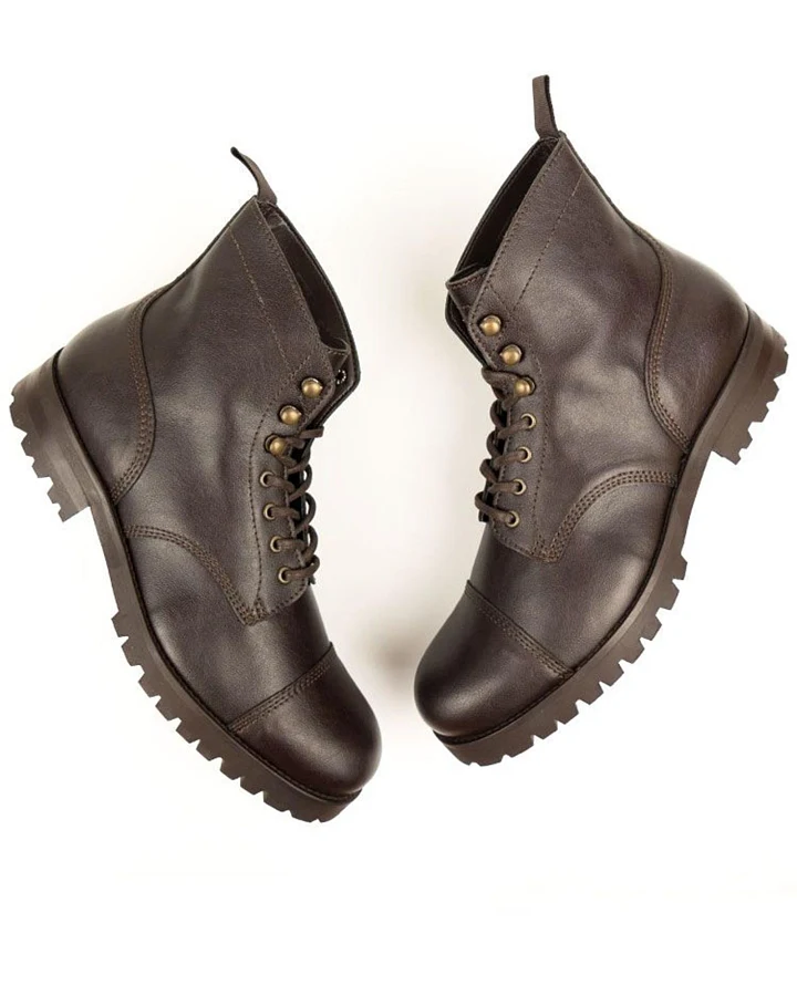 Will's Vegan Store Damen vegan Arbeitsstiefel Dunkelbraun