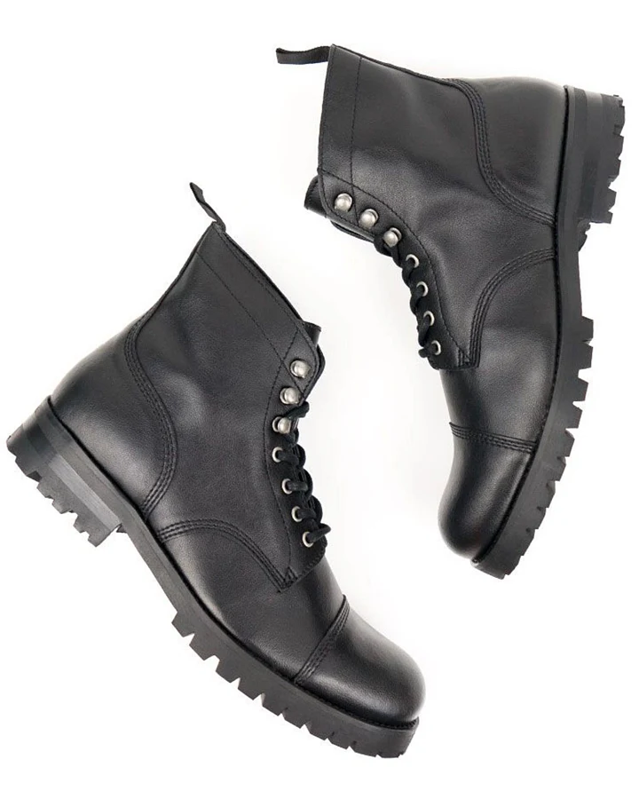 Will's Vegan Store Damen vegan Arbeitsstiefel Schwarz