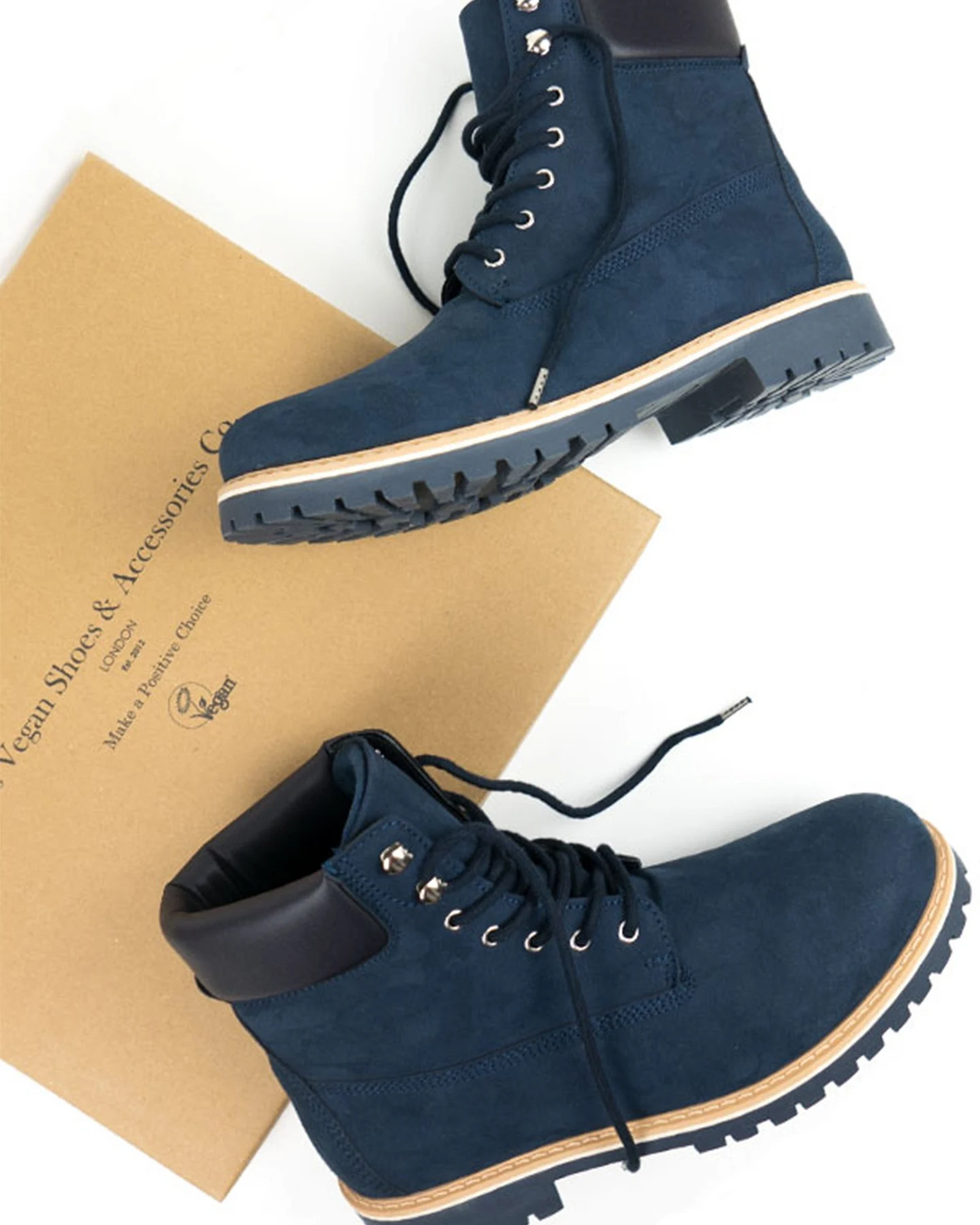 Will's Vegan Store Damen vegan Dock Boots Dunkelblau – Ansicht 2
